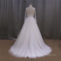 Long Sleeve Lace Applique Bridal Dress A Line